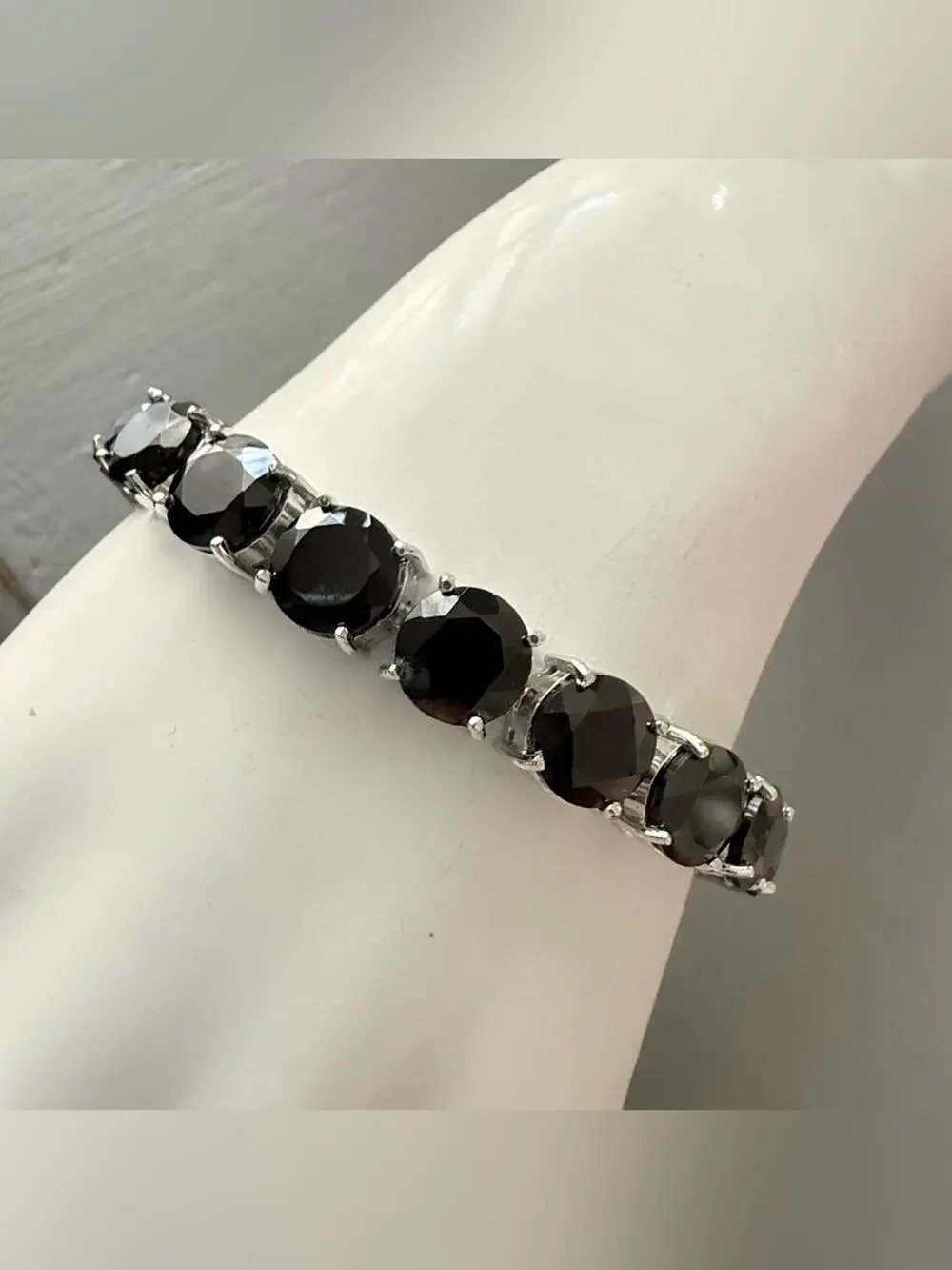 925 Sterling Silver Black Spinal Tennis Bracelet
